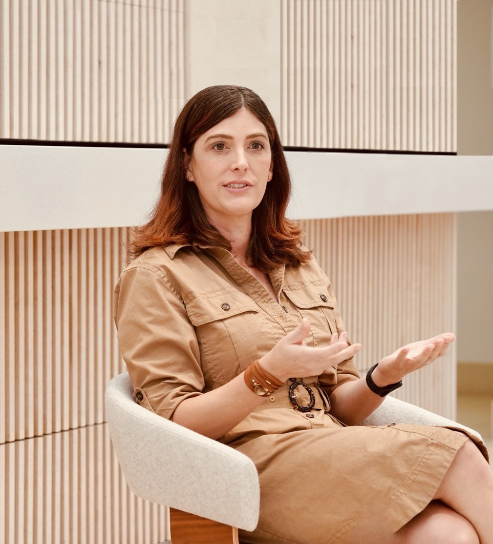 Emily Shilling speaking at the British Embassy